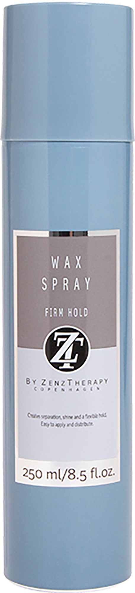En blå sprayflaska märkt 'Wax Spray Foam Hold' med 250 ml kapacitet, används för hårstyling.