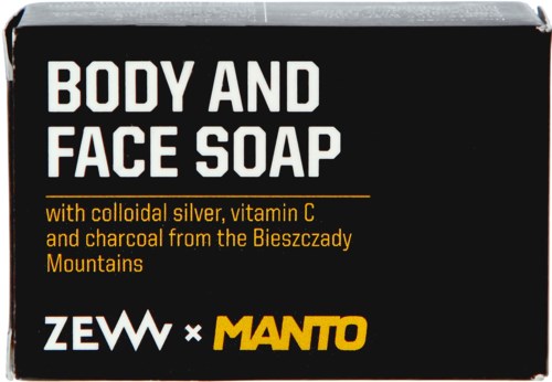 Såpe kalt Body and Face Soap med sølv, vitamin C og trekull. Jungs fra Bieszczady-fjellene.
