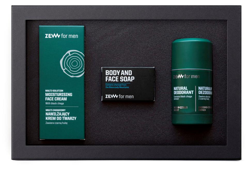 Zew for Men Everyones set ( Face Cream 80ml, Face and Body Soap, DEO)