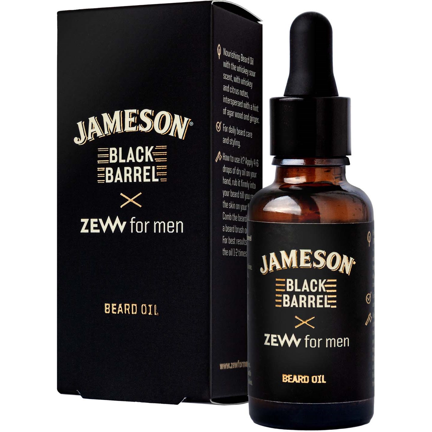 ZEW for Men Jameson Beard Oil Black Barrel 30 ml billede