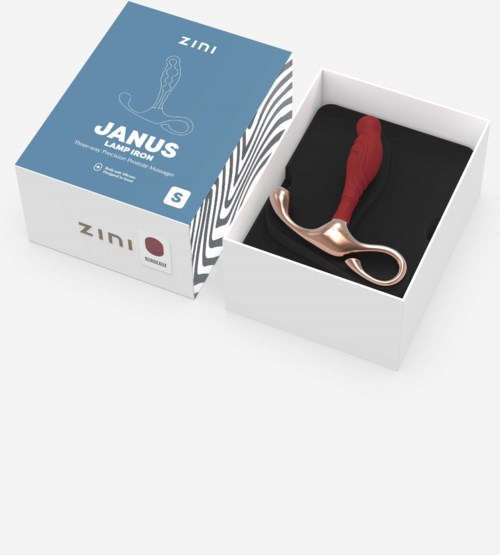En lampebeslag formet som en krog med rødt håndtag, i en boks med branding, egnet til at hænge genstande.
