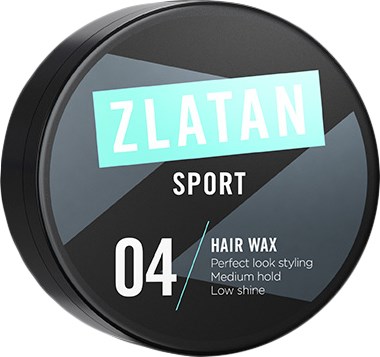 ZLATAN SPORT hårvax erbjuder medelhållning för styling med låg glans, i en rund svart behållare med en etikett.
