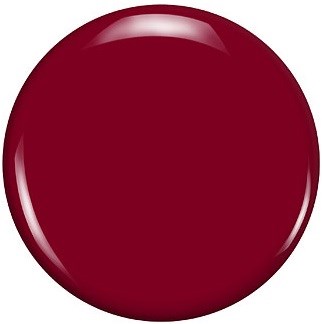 En glänsande, djupröd cirkulär sak, ser ut som en blank boll eller knapp.