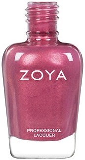 En rosa nagellackflaska med vitt text. Den säger ZOYA och PROFESSIONAL LACQUER.