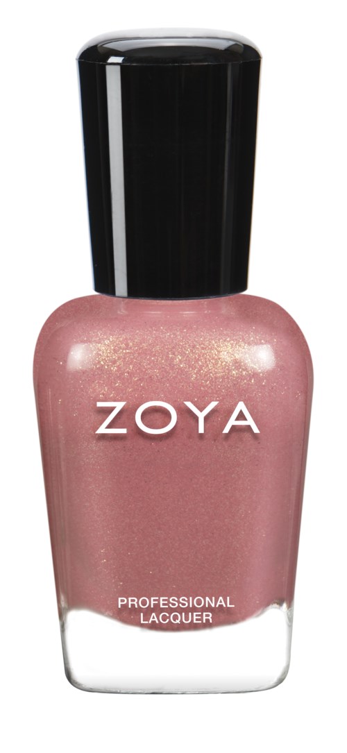  rosa nagellack i en klar flaska med svart lock, märkt 'ZOYA' och 'PROFESSIONAL LACQUER'.