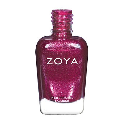 Eine Flasche Zoya Professionell-Lack in glitzerndem Pink mit klarem unteren Teil.