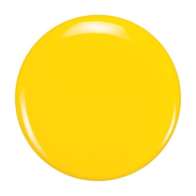 Ein glänzender gelber Kreis mit einem kleinen weißen Lichtreflex an der oberen linken Seite, ähnelt einem Ball.