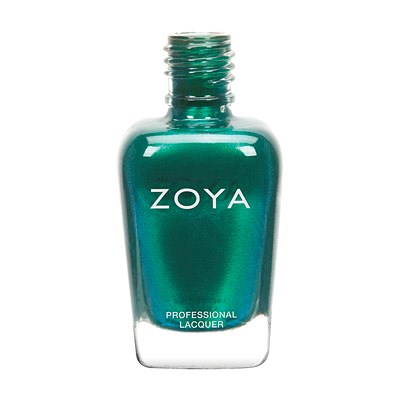 Eine türkisfarbene Nagellackflasche mit dem Namen 'ZOYA' und 'PROFESSIONAL LACQUER'.