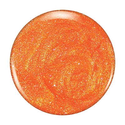 Ein runder orangefarbener Gegenstand glitzert mit Glitzer und wirkt glänzend.