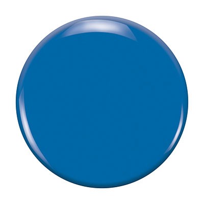 Eine große runde blaue Taste mit glänzender Oberfläche.