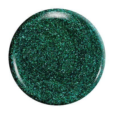 Ein grünes, glitzerndes, glänzendes rundes Objekt mit einer glühenden Oberfläche.