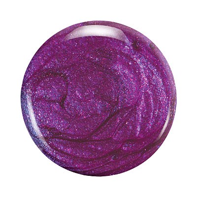 Eine glänzende lila Kugel mit Glitter und Mustern.