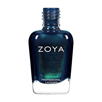 Eine dunkelblaue Nagellackflasche mit der Marke ZOYA und den Worten 'PROFESSIONAL LACQUER'.