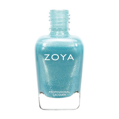 Eine Flasche Zoya Profi-Lack Nagellack in schimmerndem Blau.