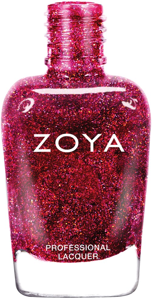 En rosa glitternagellacksflaska med märket Zoya, märkt som professionell lack.