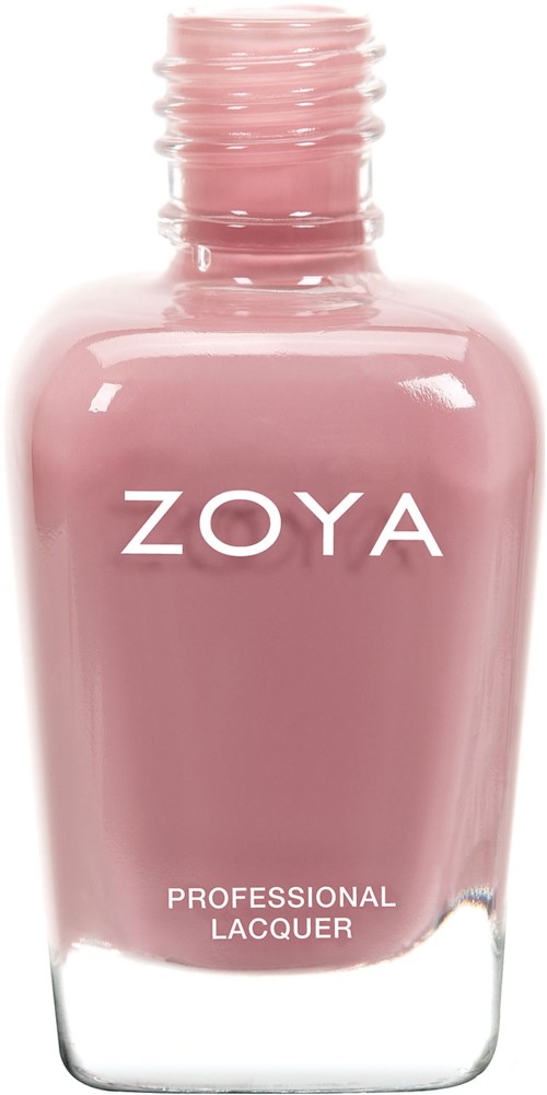 Pink Zoya nagellackflaska med vitt text, säger 'Zoya' och 'Professional Lacquer'.