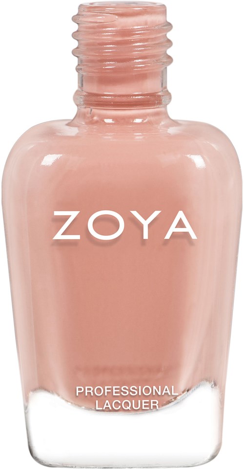 En ljusrosa nagellackflaska med märket ZOYA och orden Professional Lacquer.
