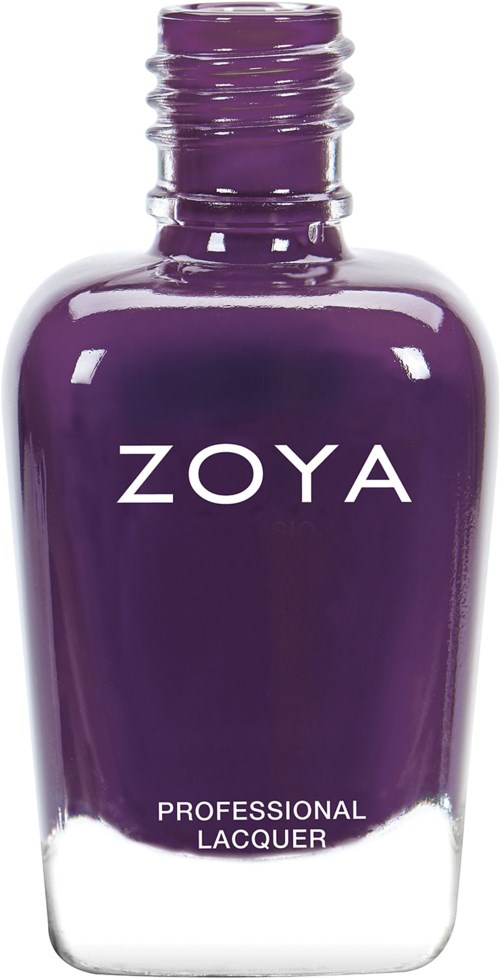 Lila nagellackflaska med 'ZOYA'-märke och 'Professional Lacquer'-text.