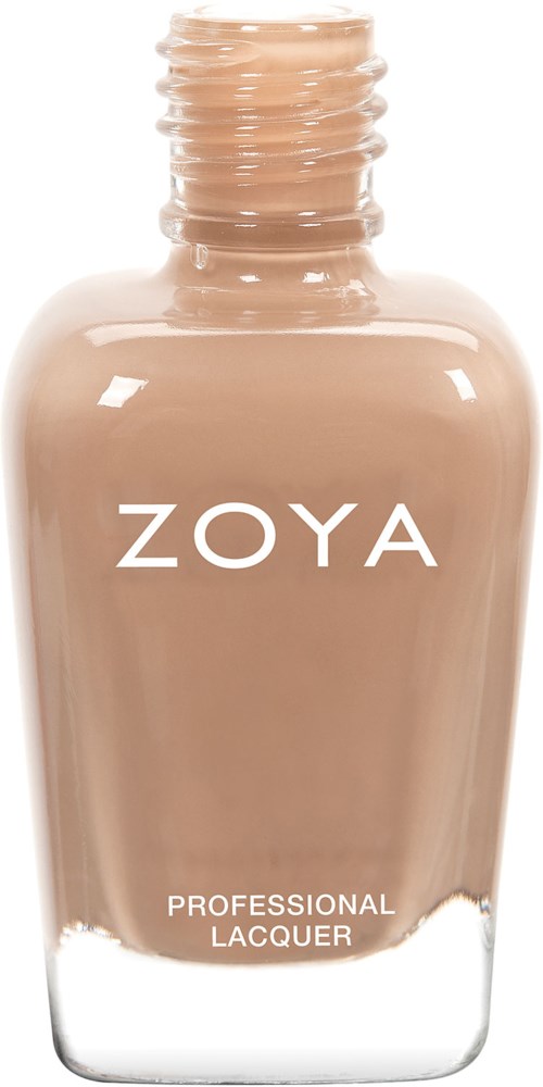 En beige nagellackflaska med märket Zoya och orden Professional Lacquer på.