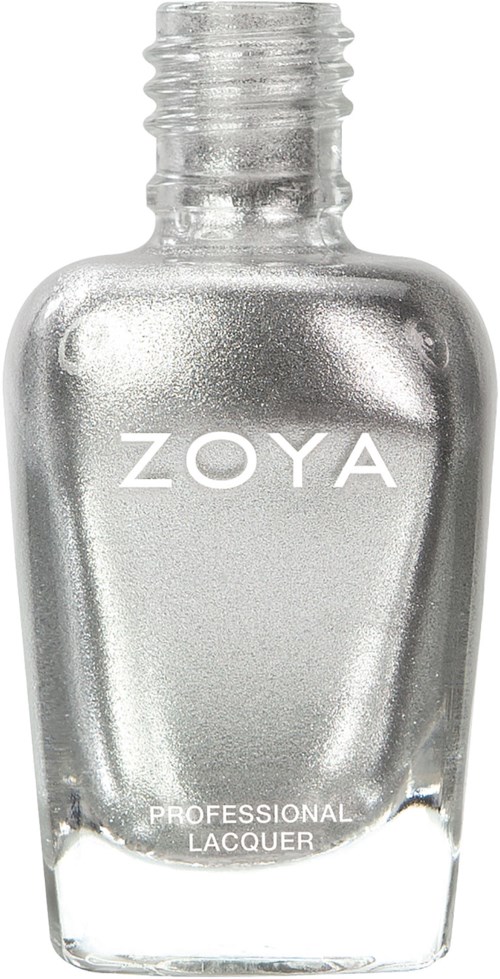 En silver nagellacksflaska med märket Zoya och orden 'Professional Lacquer'.