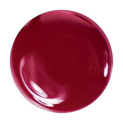 Ein glänzender, runder, dunkelroter Ball mit Reflexionen auf der Oberfläche.