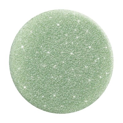 Eine grüne glitzernde Kugel mit vielen funkelnden Sternen, glänzend und hell.