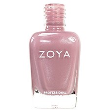 Rosa nagellackflaska märkt ZOYA, med silverskruvkork och vit text.