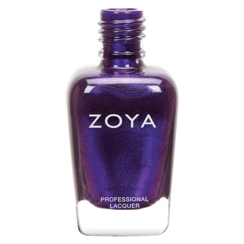 En lila nagellackflaska med märket Zoya. Den är märkad som professionell gel.