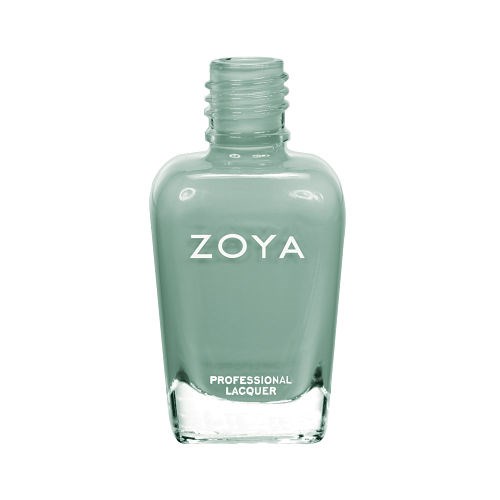 Grön nagellackflaska med ordet ZOYA och 'PROFESSIONAL LACQUER' skrivet längst ner.