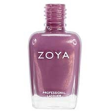 En lila nagellacksflaska med märket 'Zoya' och 'Professional Lacquer' längst ner.