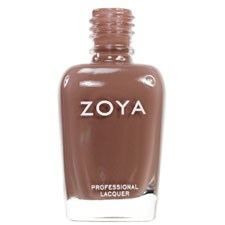 En brun nagellackflaska märkt 'ZOYA' och 'PROFESSIONAL LACQUER.'