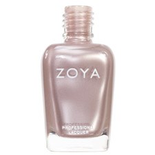 En ljus rosa nagellackflaska med en silverlock och märket ZOYA.