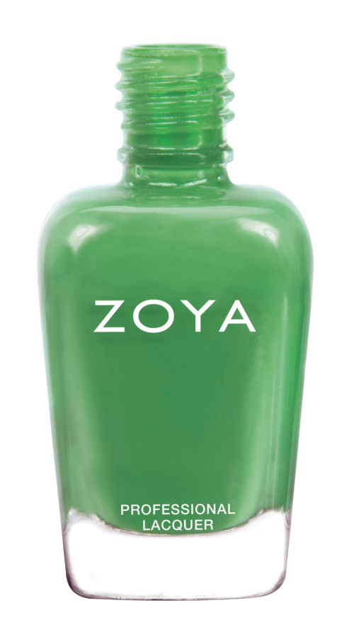 Grön nagellackflaska med märket Zoya, märkt som professionellt lack.