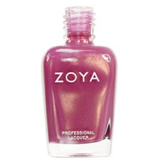 Zoya professionell nagellack i rosa-lila färg i en genomskinlig flaska.
