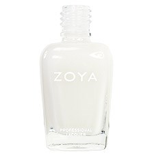 En tydlig nagellackflaska märkt 'ZOYA' med vit lock.