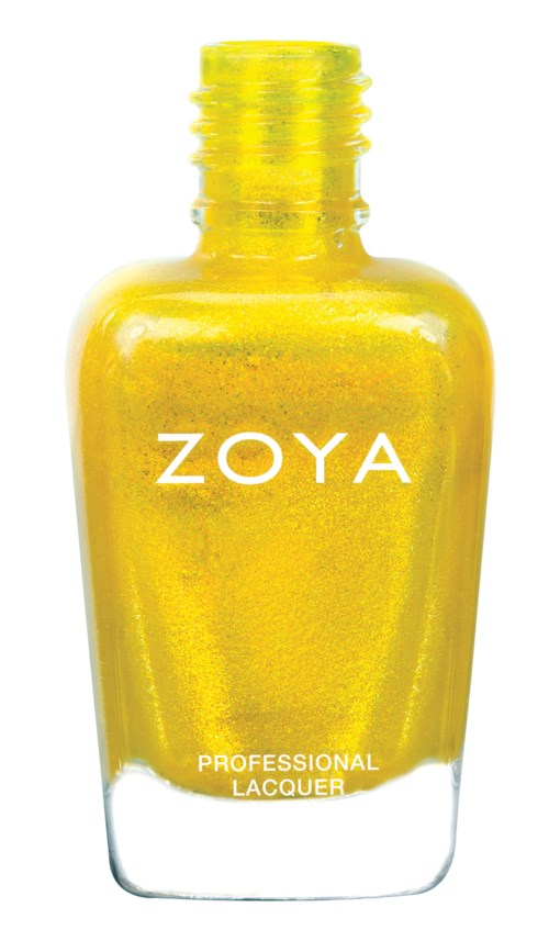 Gulnad nagellackflaska med märket ZOYA och orden Professional Lacquer.
