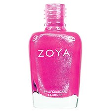En ljusrosa flaska med Zoya professionell nagellack med vit lock. Flaskan är ovalformad och glansig.