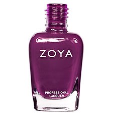 En lila Zoya nagellackflaska med en silverfärgad lök och vit text, märkt som professionell lack.