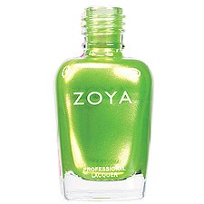 En grön nagellackflaska med märket Zoya på.