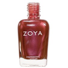 Röd Zoya nagellackflaska med vit text, märkt 'PROFESSIONAL' och 'NAILCOAT.'