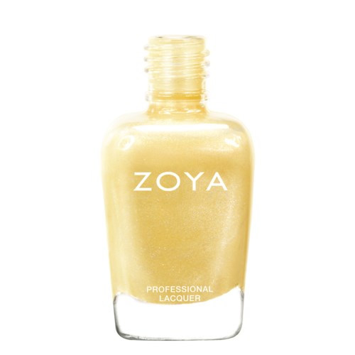 En flaska ljusgul nagellack märkt ZOYA, med text som visar att det är professionell lack.
