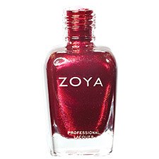 En röd nagellackflaska med etiketten 'ZOYA PROFESSIONAL'.