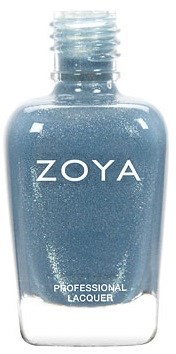 En flaska Zoya professionell nagellack med frostad glas-look och silverlock.