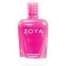 Rosa nagellackflaska med texten 'ZOYA', visar en professionell lackprodukt.
