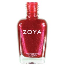 En flaska med rosa Zoya professionell lack med rött lock. Märket visas tydligt på etiketten.