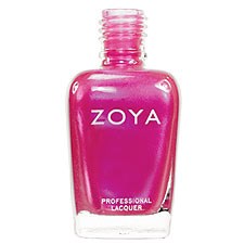 En rosa nagellackflaska märkt ZOYA, med enkel form och tydlig varumärkestext.