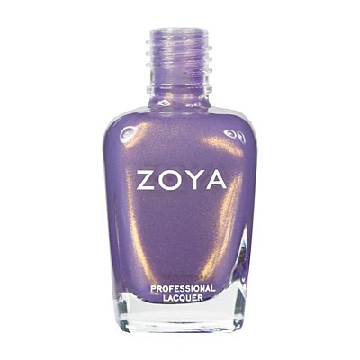 En lila nagellackflaska med varumärket 'ZOYA' och orden 'PROFESSIONAL LACQUER' längst ner.