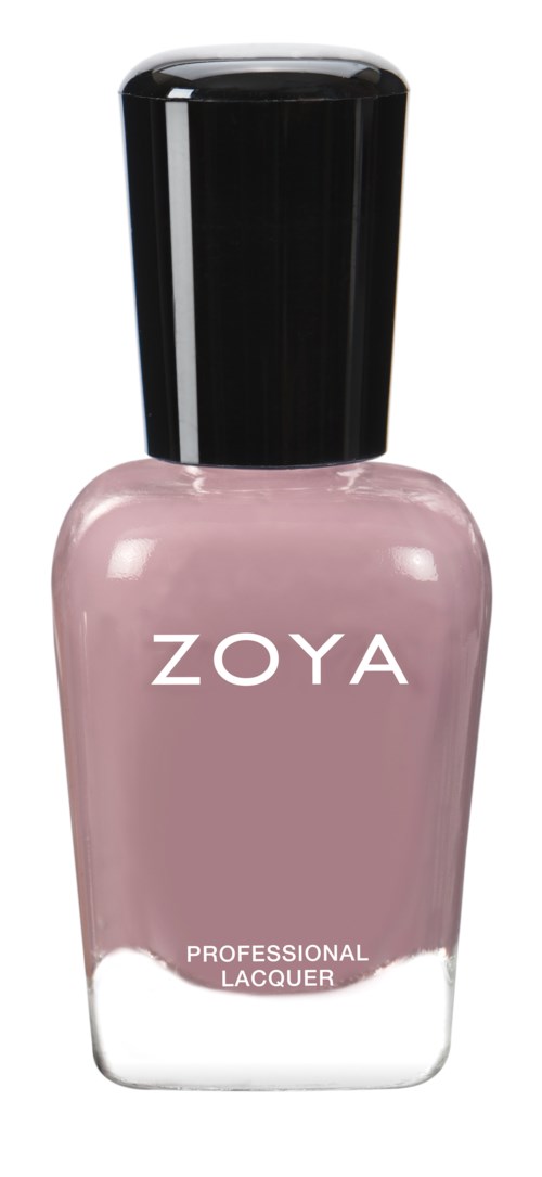 En rosa nagellackflaska med svart lock, märkt ZOYA Professional Lacquer.