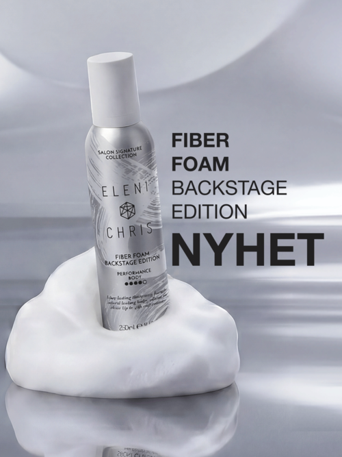 Silver- och vit kapsel av fiber skum backstage edition på en vit skumskulptur med grå bakgrund.